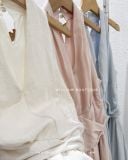  Đầm cổ V xếp eo linen 2529 