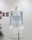  Áo len tay dài peblum phối ren 0936 