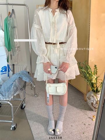  Đầm voan babydoll kem 8333 