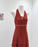  Đầm dây cổ yếm nút trơn 2335 