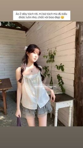  Áo dây voan chấm bi phối 80068 
