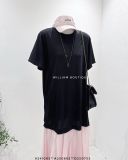 Đầm đen phối lụa hồng 6256 