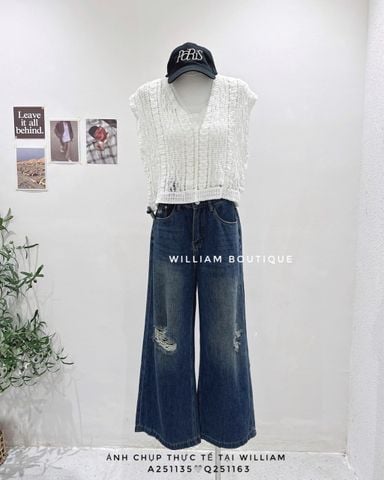  Quần jean suông rách 3329 