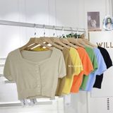  Áo len lông nút croptop 357 