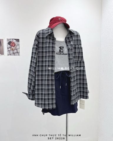  Set váy áo sơ mi caro 3 món 1317 