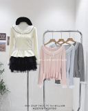  Áo len tay dài peblum phối ren 0936 