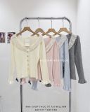  Áo len gân nút phối ren tay dài 0932 