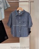  Áo sơ mi kẻ sọc thêu ngựa tay ngắn 3071 
