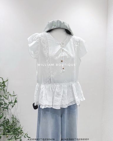  Áo sơ mi xô đan dây 25813 