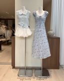  Đầm voan bông nhí cổ V ren 106 