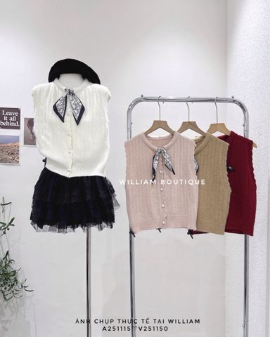  Áo gile len phối khăn 9387 