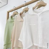  Áo so mi crop lụa gân 0528 