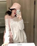  Áo tay dài nơ ren trễ vai 6821 