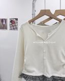  Áo thun nút tay dài phối caro 8036 