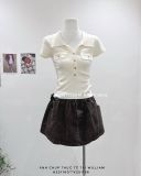  Áo dệt kim nút túi nắp 3008 