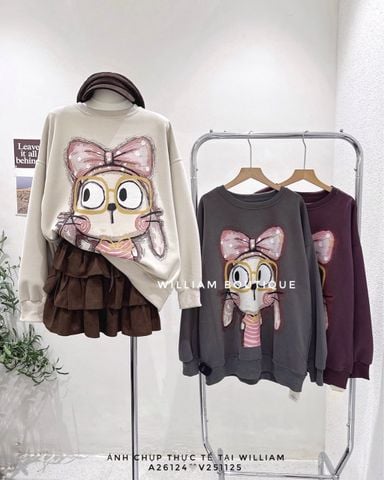  Áo hoodie rộng cún nơ CHOOSE 3322 