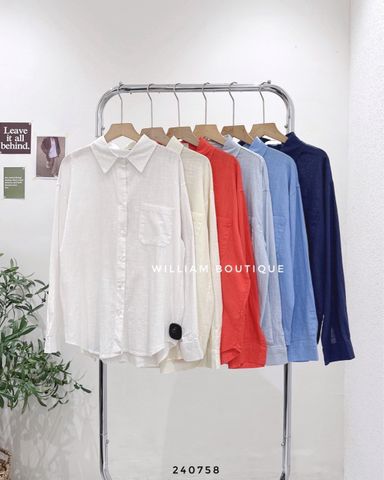  Áo sơ mi linen trơn 1 túi 3831 