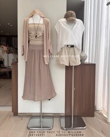  Set bộ áo váy dài + cardigan 5801 