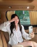  Áo sơ mi cổ trụ V form rộng 6812 