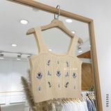  Áo dây len thêu bông tím 1146 