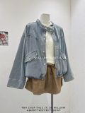  Áo khoác jean cổ trụ rút eo 1628 