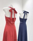  Đầm dây chấm bi cổ yếm 2301 