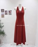  Đầm dây cổ yếm nút trơn 2335 