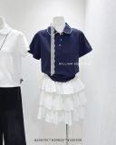  Áo thun cổ sen ren dây 1673 