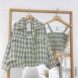  Áo SM caro crop + áo dây 702 