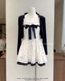  Đầm dây bi + cardigan xanh đen 511 