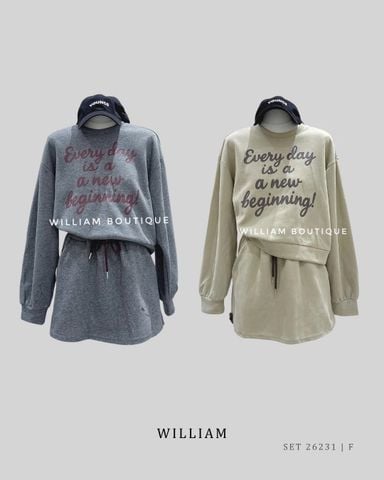  Set áo hoodie + váy nỉ 1352 