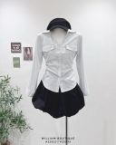  Áo sơ mi cổ V form ôm 6806 