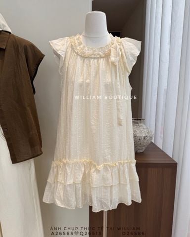  Đầm babydoll bèo voan bi 2943 