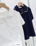  Áo thun cổ sen ren dây 1673 