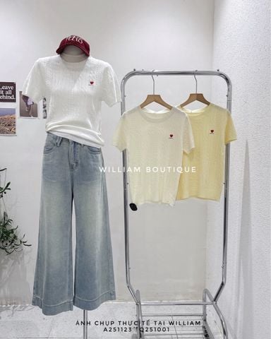  Áo dệt kim gân thêu tim 0950 