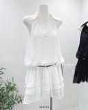  Đầm voan ngắn phối bèo cổ sơ mi 1888 