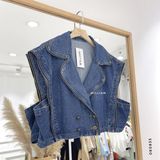  Áo gile jean viền khoá kéo 206 