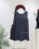  Đầm denim phối xô ren 6235 