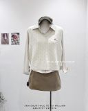  Áo sơ mi sọc + gile len cổ tim 7247 