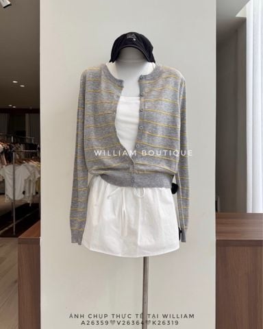  Áo cardigan dệt kim kẻ sọc 124 