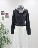  Set áo khoác thun ôm có nón + áo ba lỗ 8712 