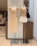  Đầm voan bông nhí cổ V ren 106 