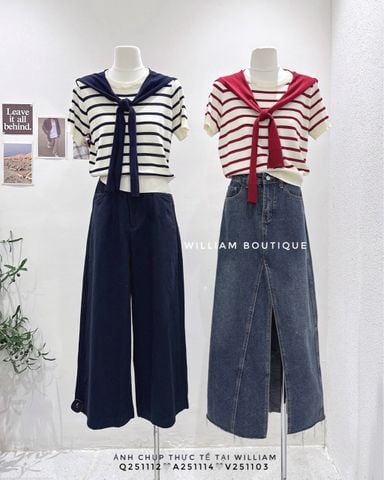  Áo dệt kim sọc kèm khăn 0920 