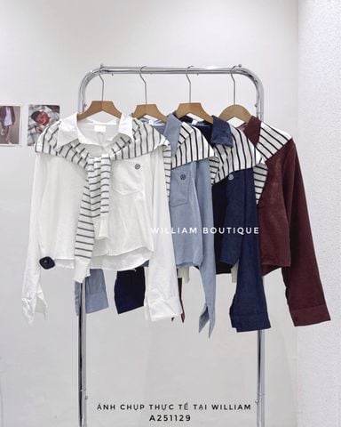  Áo sơ mi trơn + khăn sọc 979 