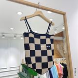  Áo dây len caro lai nhọn 3910 