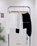  Áo voan trễ vai rút eo 6915 