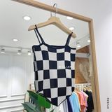  Áo dây len caro lai nhọn 3910 