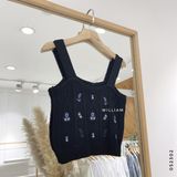  Áo dây len thêu bông tím 1146 