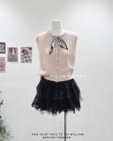  Áo gile len phối khăn 9387 