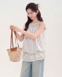  Áo dây kiểu caro cổ cột dây 80050 